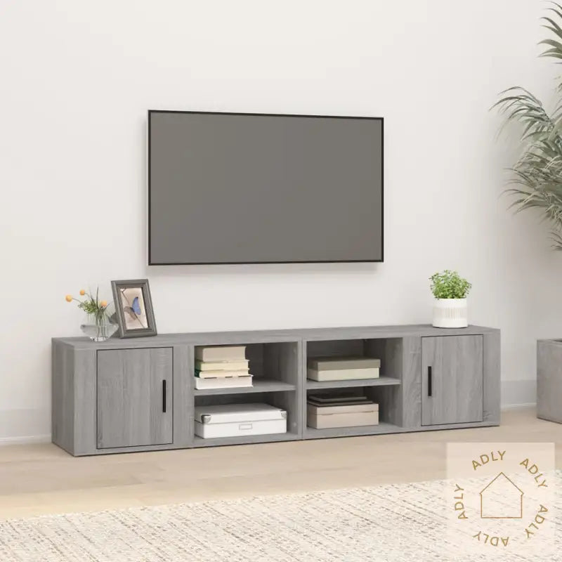 Tv-Benker 2 Stk Grå Sonoma 80X31,5X36 Cm Konstruert Tre