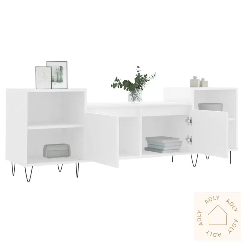 Tv-Benk Hvit 160X35X55 Cm Konstruert Tre