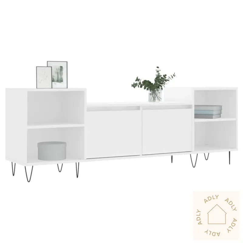 Tv-Benk Hvit 160X35X55 Cm Konstruert Tre