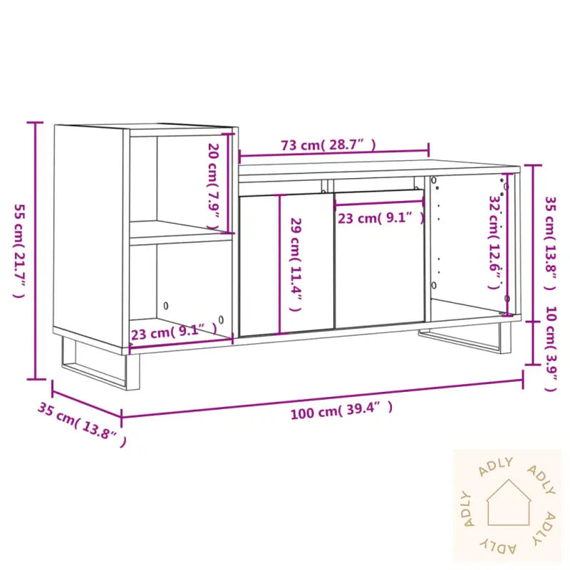 Tv-Benk Betonggrå 100X35X55 Cm Konstruert Tre