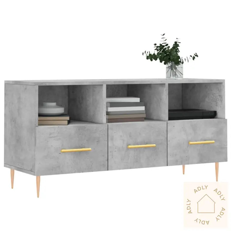 Tv-Benk Betonggrå 120X35X48 Cm Konstruert Tre