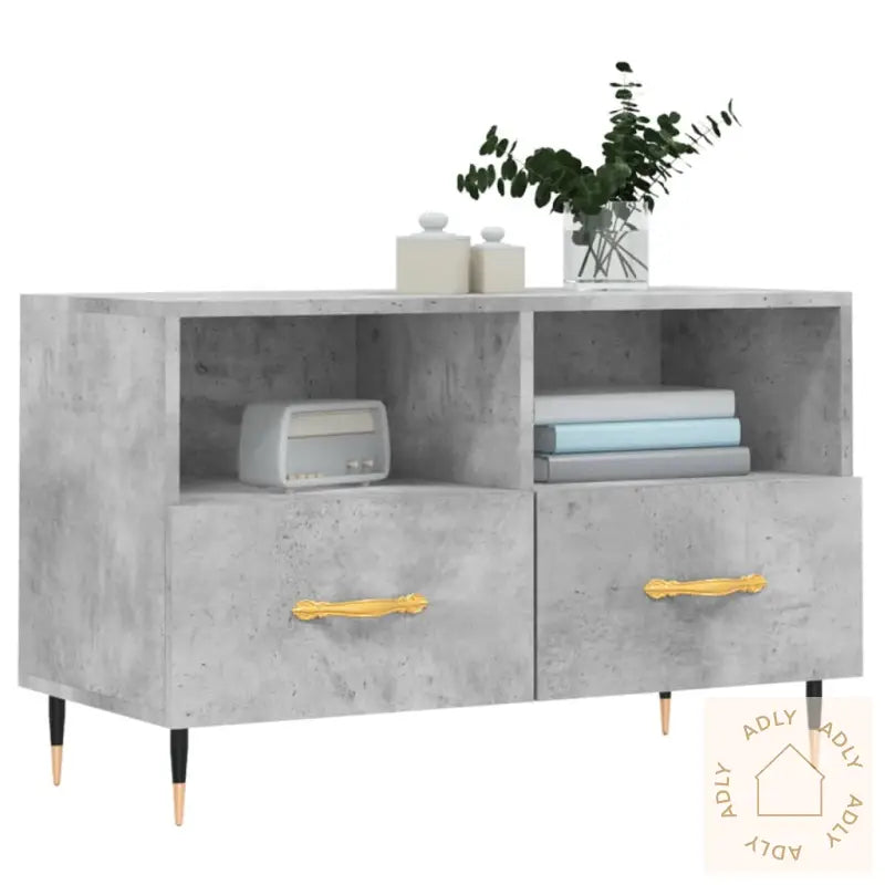 Tv-Benk Betonggrå 80X36X50 Cm Konstruert Tre