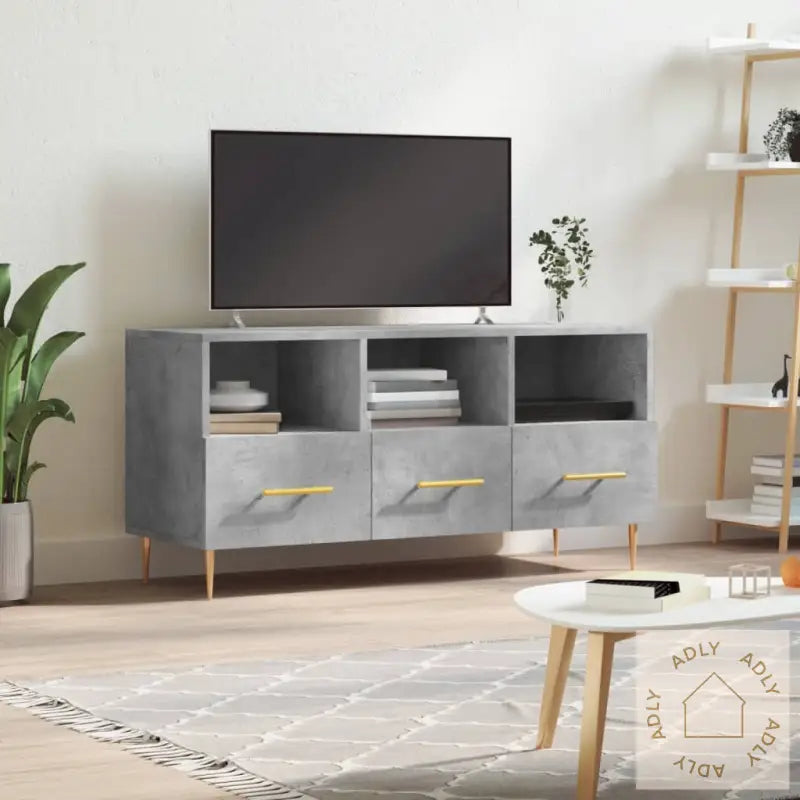 Tv-Benk Betonggrå 120X35X48 Cm Konstruert Tre