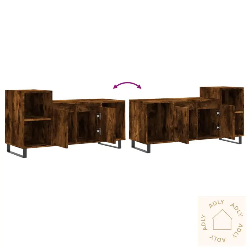 Tv-Benk Røkt Eik 100X35X55 Cm Konstruert Tre