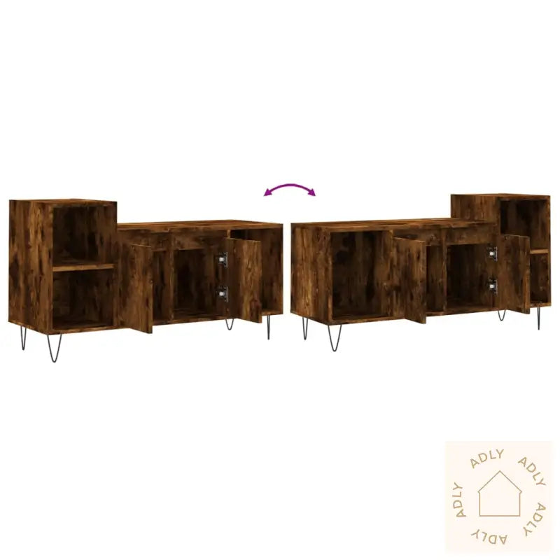 Tv-Benk Røkt Eik 100X35X55 Cm Konstruert Tre