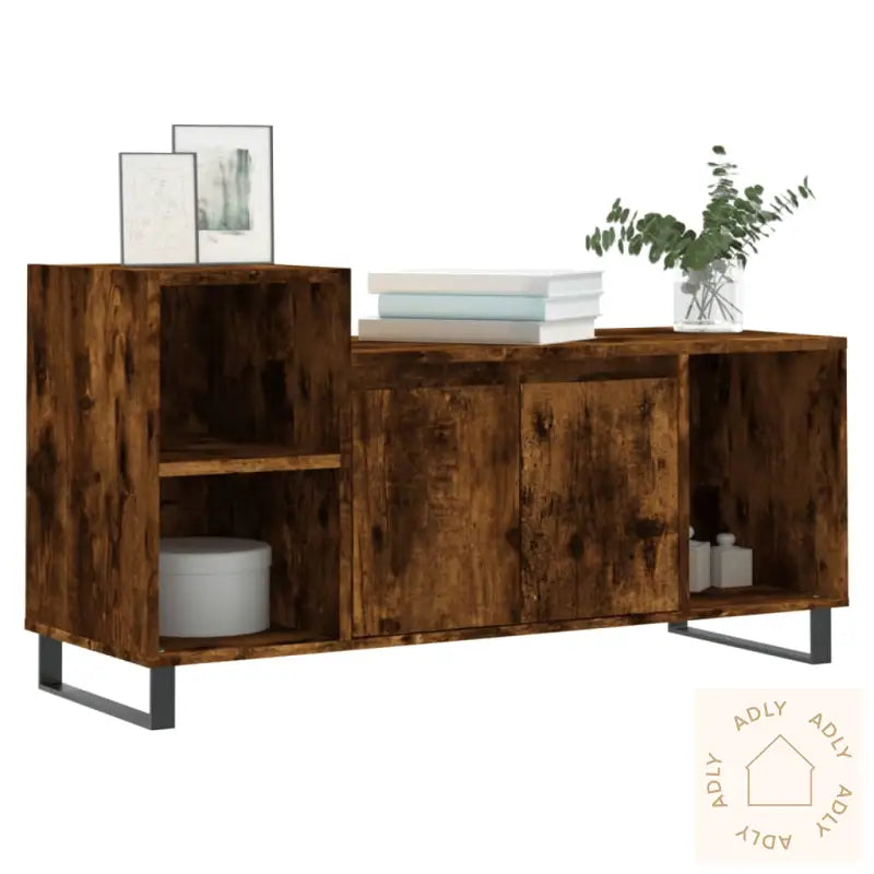 Tv-Benk Røkt Eik 100X35X55 Cm Konstruert Tre