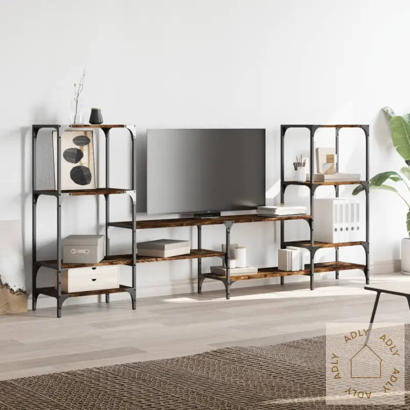 Tv-Benk Røkt Eik 206,5X28,5X95 Cm Konstruert Tre