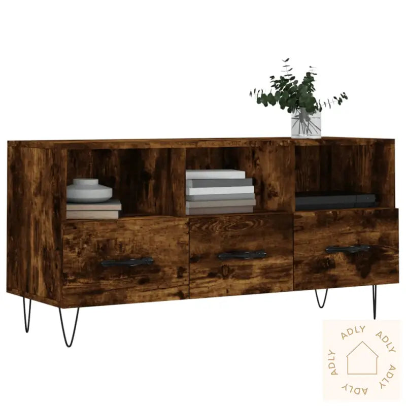 Tv-Benk Røkt Eik 102X36X50 Cm Konstruert Tre