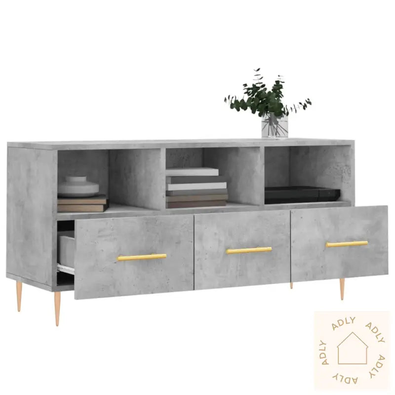 Tv-Benk Betonggrå 120X35X48 Cm Konstruert Tre