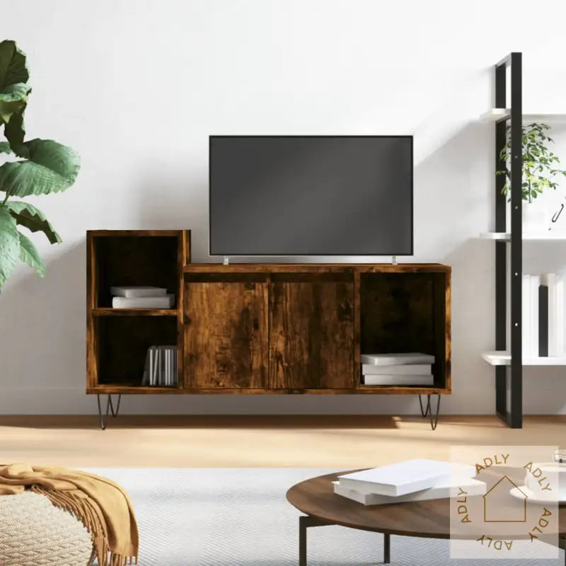 Tv-Benk Røkt Eik 100X35X55 Cm Konstruert Tre
