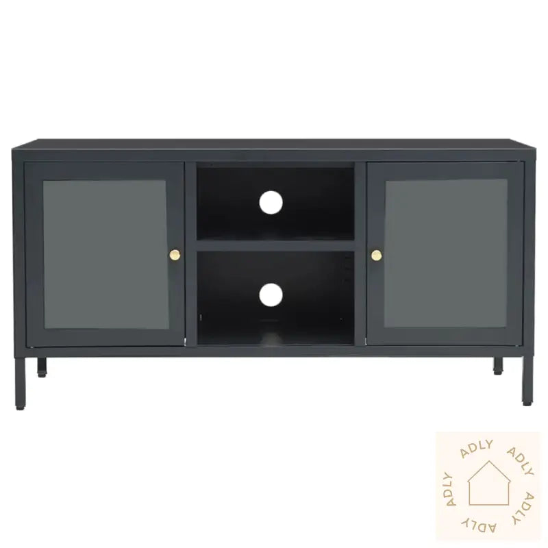 Tv-Benk Antrasitt 105X35X52 Cm Stål Og Glass