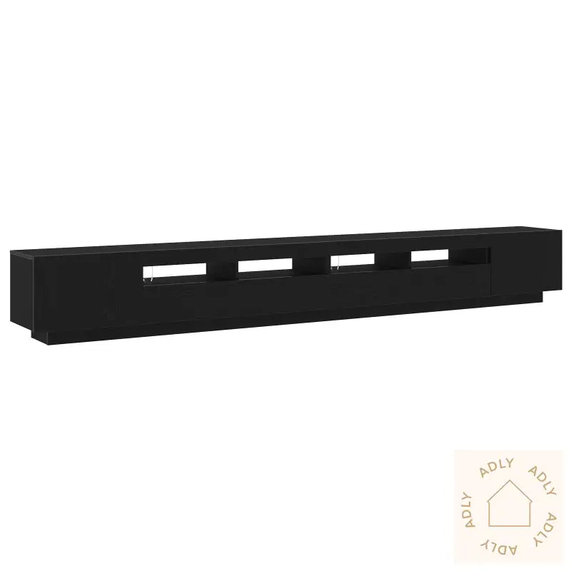 Tv-Benk Med Led-Lamper I Svart Eik 300X35X40 Cm Laget Av Konstruert Tre