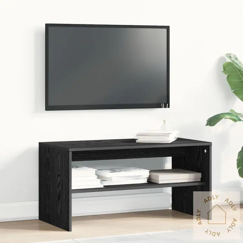 Tv-Benk Svart Eik 80X40X40 Cm Konstruert Tre