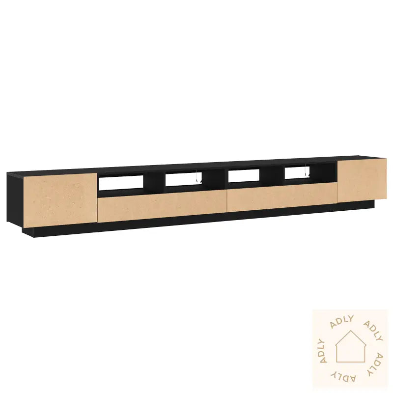 Tv-Benk Med Led-Lamper I Svart Eik 300X35X40 Cm Laget Av Konstruert Tre