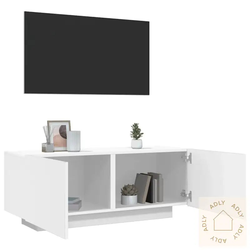Tv-Benk Hvit 100X35X40 Cm Konstruert Tre