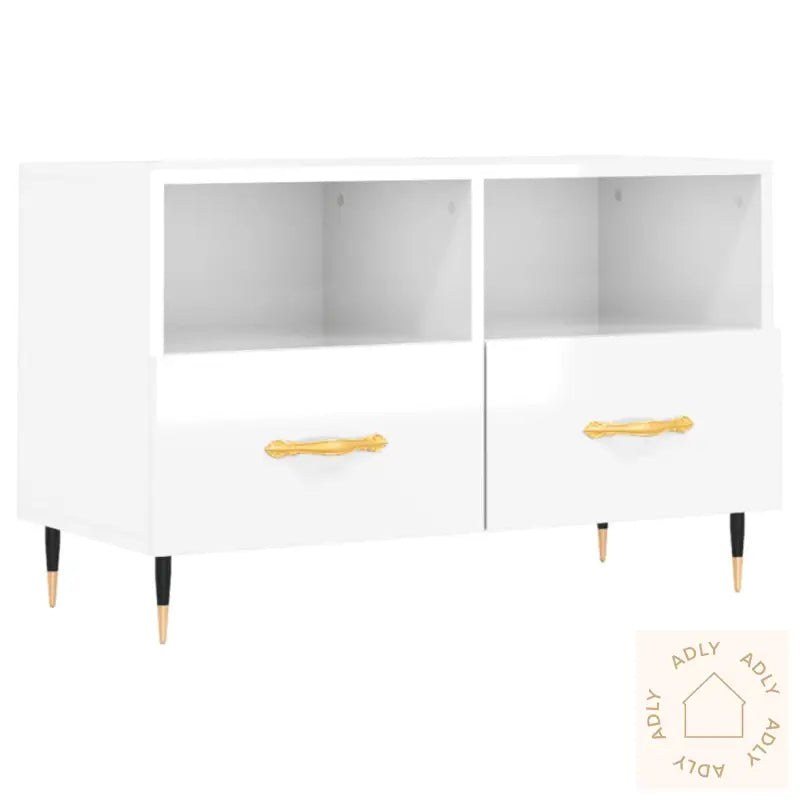 Tv-Benk Høyglans Hvit 80X36X50 Cm Konstruert Tre