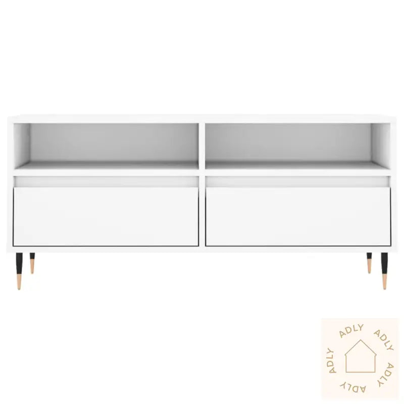 Tv-Benk Hvit 100X34,5X44,5 Cm Konstruert Tre