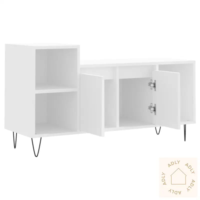 Tv-Benk Hvit 100X35X55 Cm Konstruert Tre