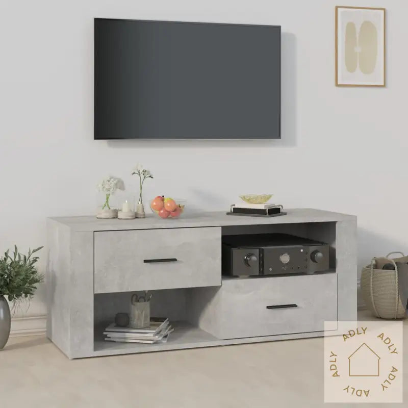 Tv-Benk Betonggrå 100X35X40 Cm Konstruert Tre