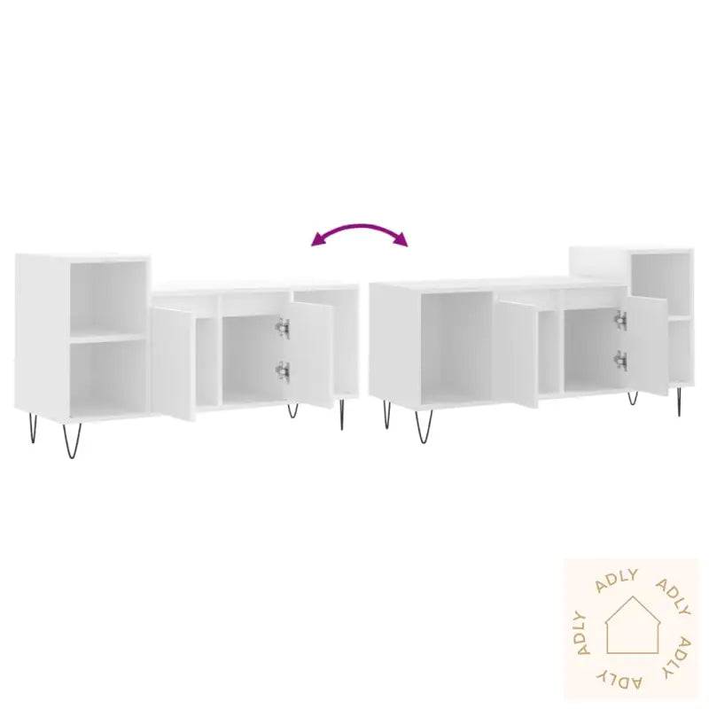 Tv-Benk Hvit 100X35X55 Cm Konstruert Tre