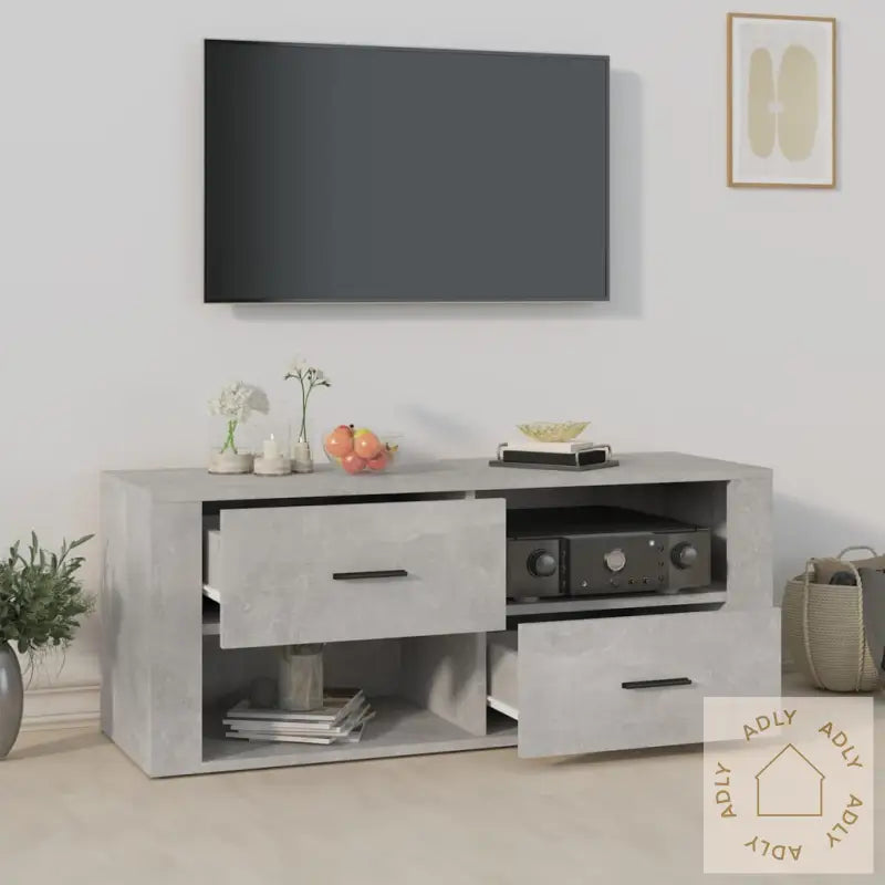 Tv-Benk Betonggrå 100X35X40 Cm Konstruert Tre