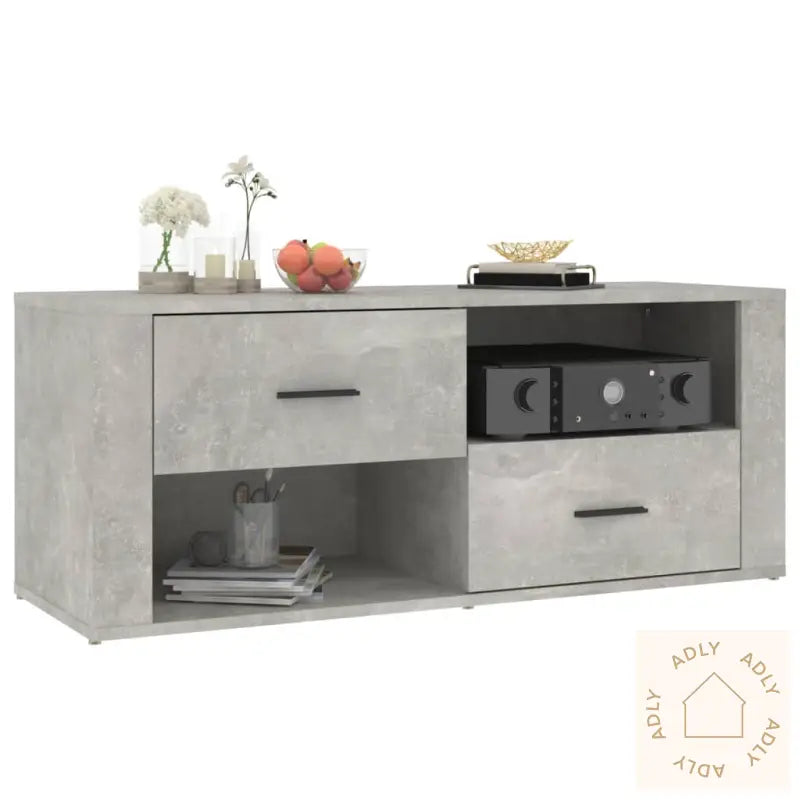 Tv-Benk Betonggrå 100X35X40 Cm Konstruert Tre
