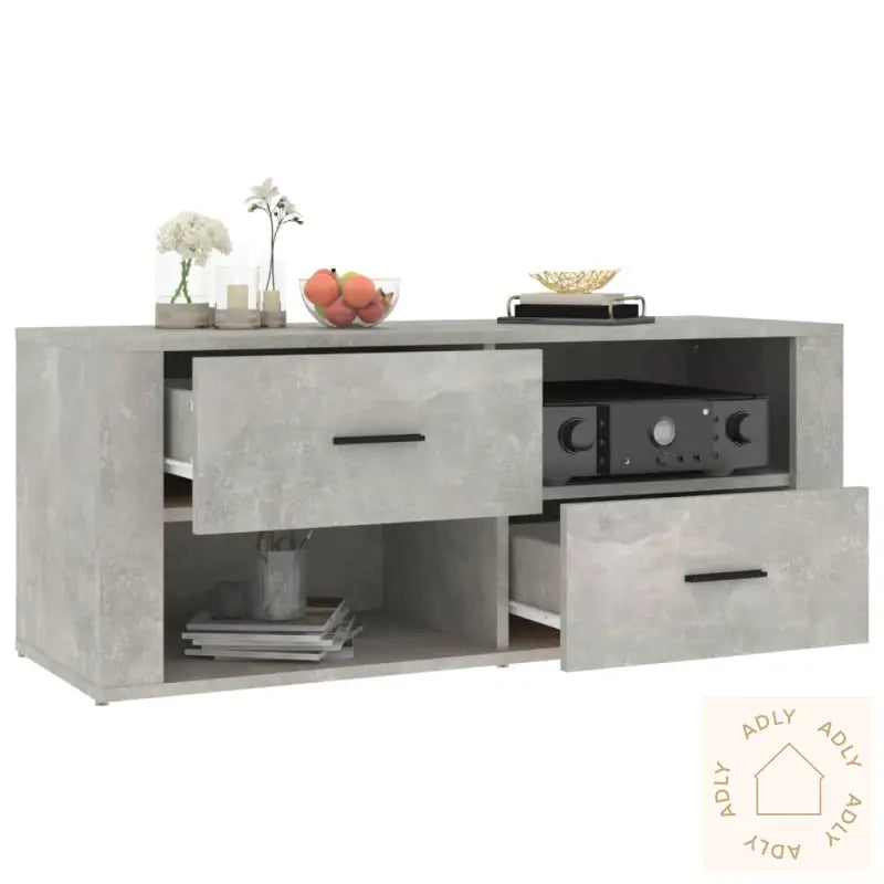 Tv-Benk Betonggrå 100X35X40 Cm Konstruert Tre