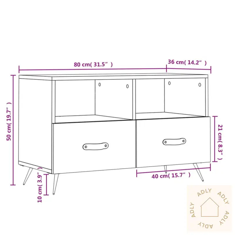 Tv-Benk Høyglans Hvit 80X36X50 Cm Konstruert Tre