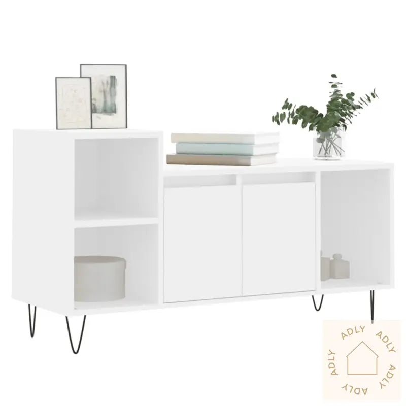 Tv-Benk Hvit 100X35X55 Cm Konstruert Tre
