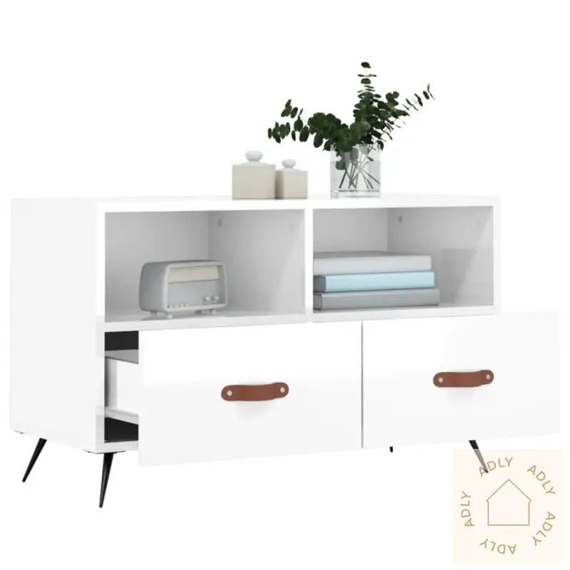 Tv-Benk Høyglans Hvit 80X36X50 Cm Konstruert Tre
