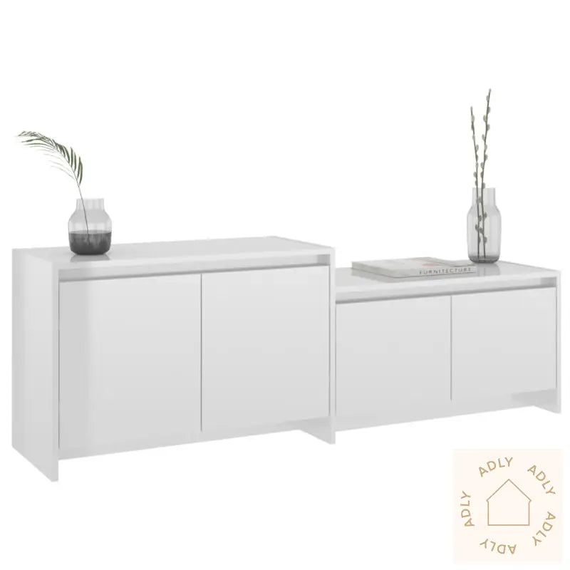 Tv-Benk Høyglans Hvit 146,5X35X50 Cm Konstruert Tre