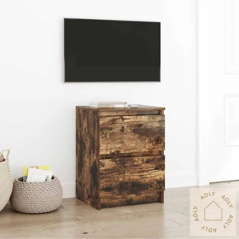 Tv-Benk Røkt Eik 40X35X54 Cm Konstruert Tre