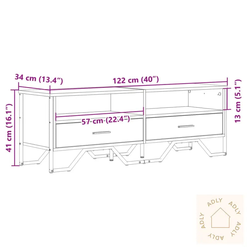 Tv-Benk Svart 122X34X41 Cm Konstruert Tre