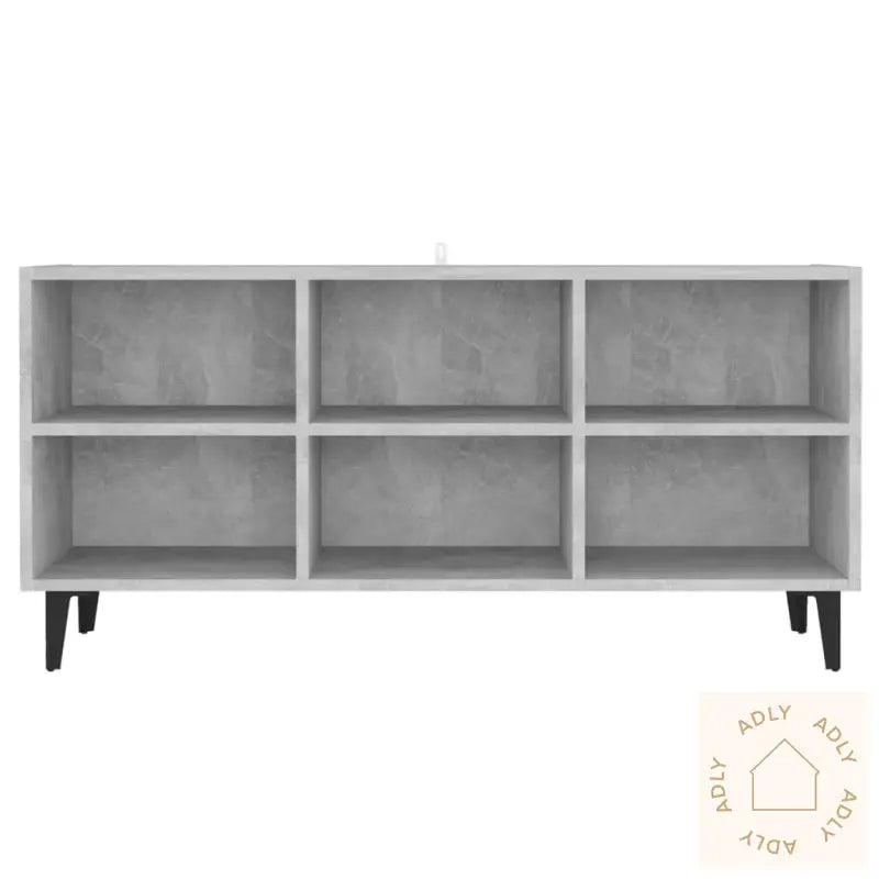 Tv-Benk Med Metallben Betonggrå 103,5X30X50 Cm