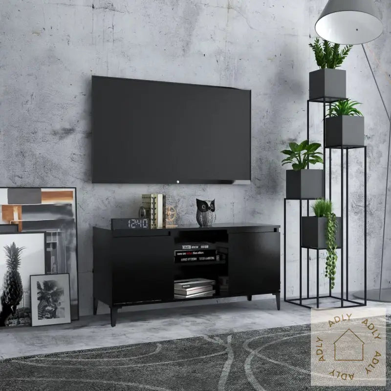 Tv-Benk Med Metallben Svart 103,5X35X50 Cm