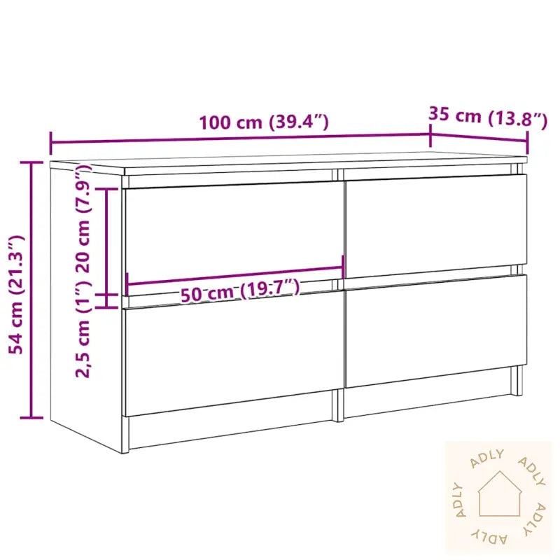 Tv-Benk Grå Sonoma 100X35X54 Cm Konstruert Tre