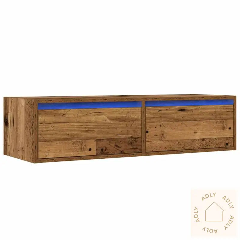 Tv-Benk Med Led-Lys Gammelt Tre 100X35,5X25 Cm