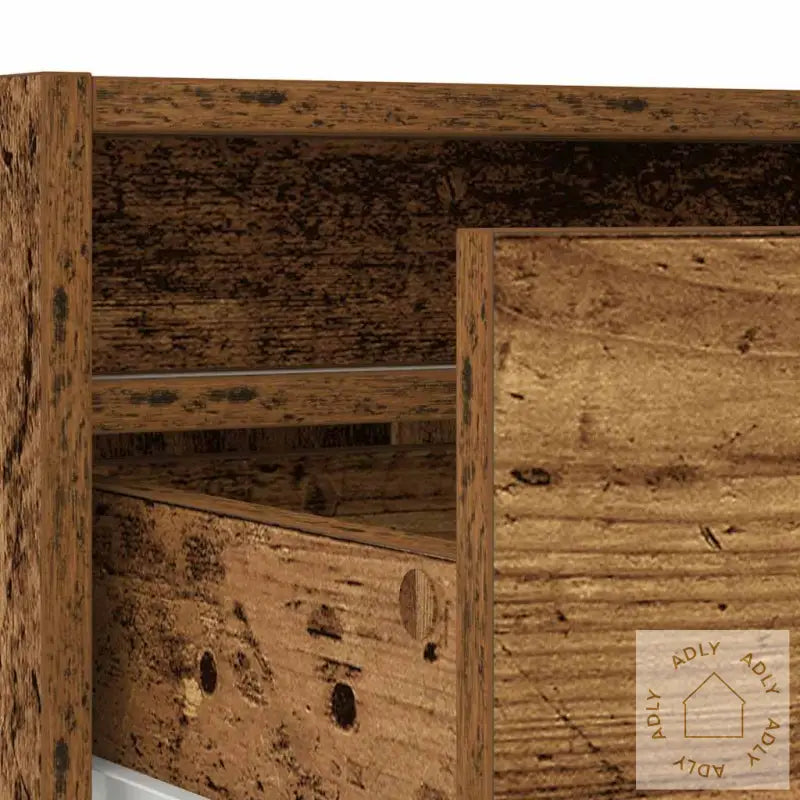 Tv-Benk Med Led-Lys Gammelt Tre 100X35,5X25 Cm