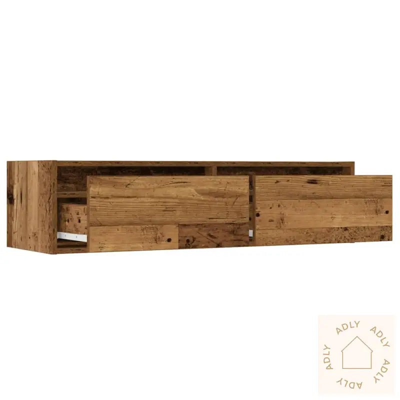 Tv-Benk Med Led-Lys Gammelt Tre 100X35,5X25 Cm