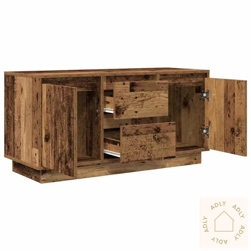 Tv-Benk Med Led-Lys Gammelt Tre 100X41X50 Cm