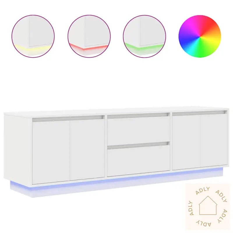 Tv-Benk Med Led-Lys Hvit 160,5X41X50 Cm