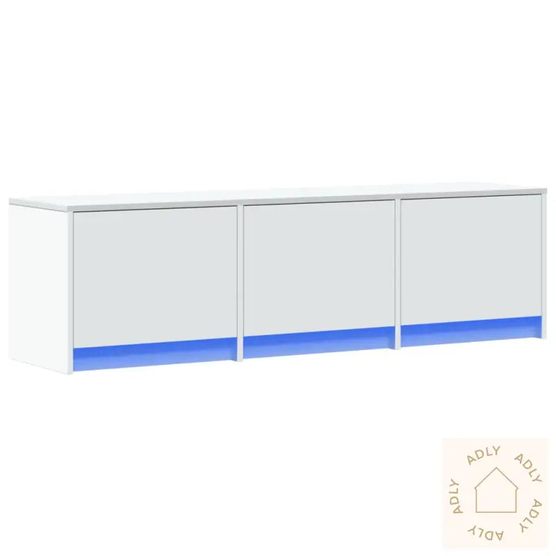 Tv-Benk Med Led Hvit 140X34X40 Cm Konstruert Tre