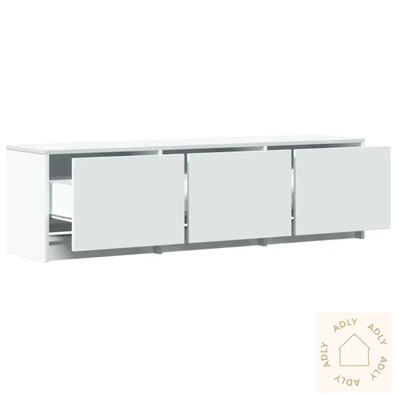 Tv-Benk Med Led Hvit 140X34X40 Cm Konstruert Tre