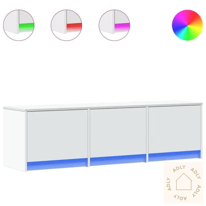 Tv-Benk Med Led Hvit 140X34X40 Cm Konstruert Tre