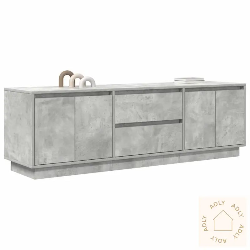 Tv-Benk Med Led-Lys Betonggrå 160,5X41X50 Cm