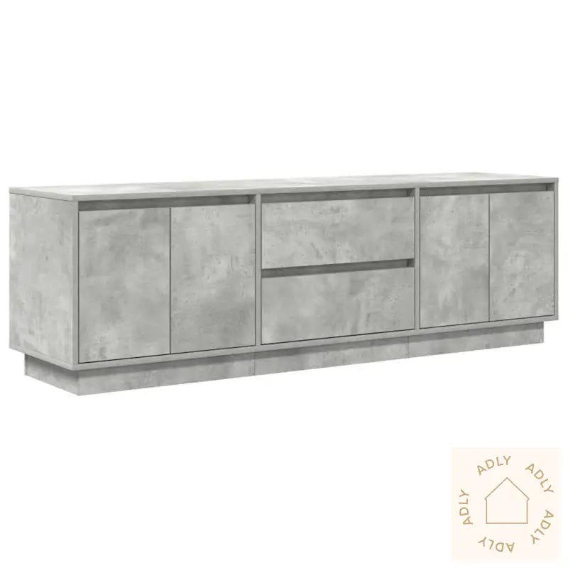 Tv-Benk Med Led-Lys Betonggrå 160,5X41X50 Cm