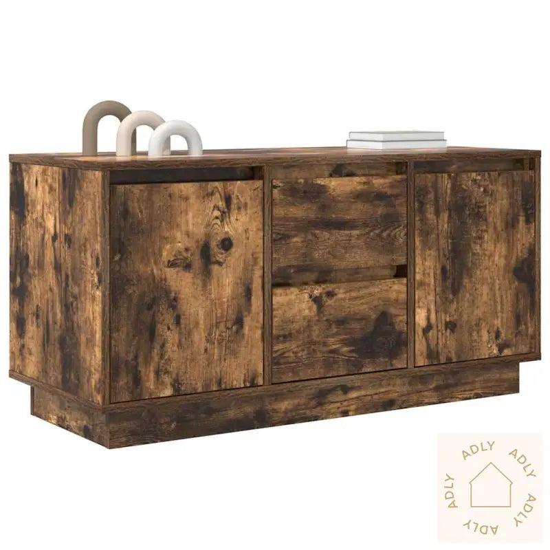 Tv-Benk Med Led-Lys Røkt Eik 100X41X50 Cm