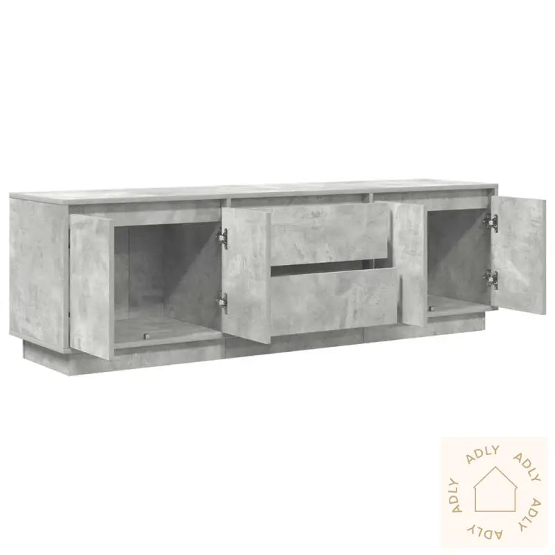 Tv-Benk Med Led-Lys Betonggrå 160,5X41X50 Cm