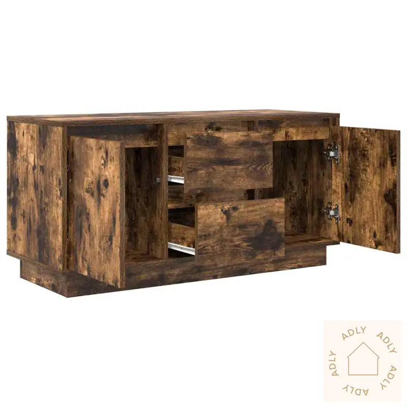 Tv-Benk Med Led-Lys Røkt Eik 100X41X50 Cm