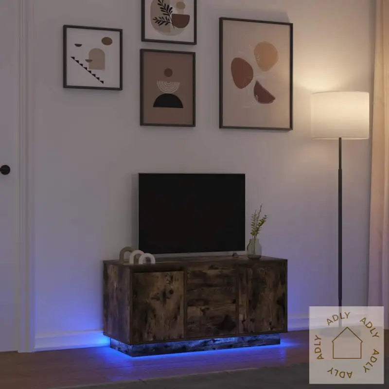 Tv-Benk Med Led-Lys Røkt Eik 100X41X50 Cm